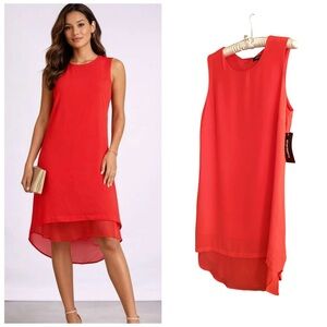 🦌 NWT Sharagano Red Sleeveless Dress Size 14